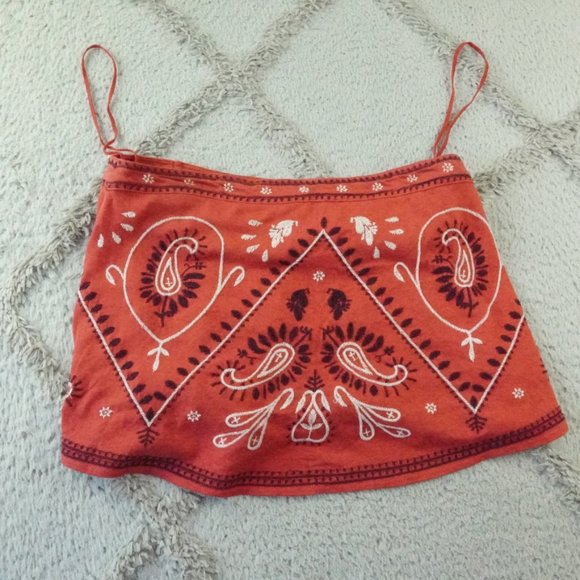 Free People Red and Black Boho Top - Picture 2 of 10